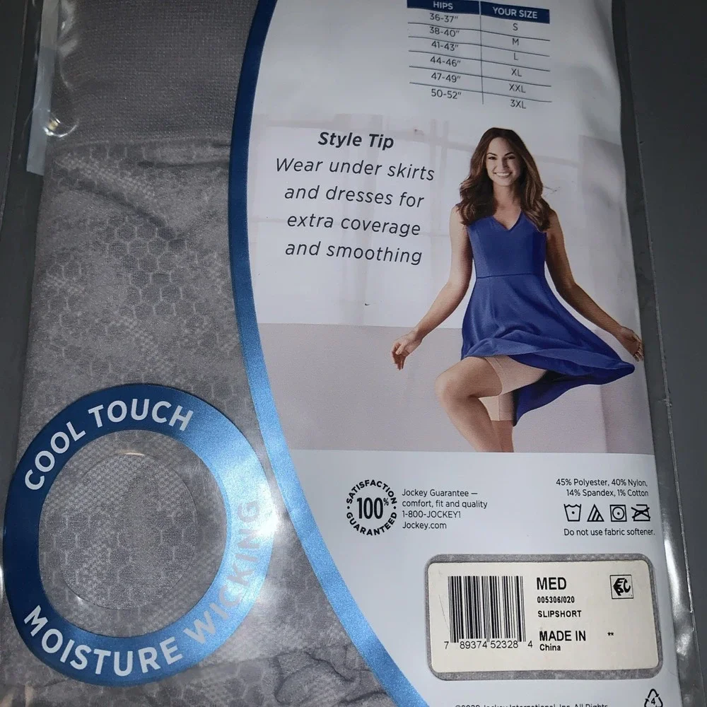 Jockey Life Slipshort Size M Gray No Chafe Cool Touch Seam Free Smoothing - Picture 8 of 8